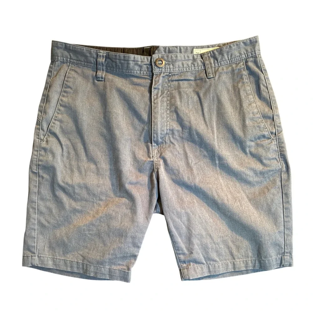 Volcom Frickin Modern Stretch Chino Shorts Mens 34 Blue Repreve Cotton Blend